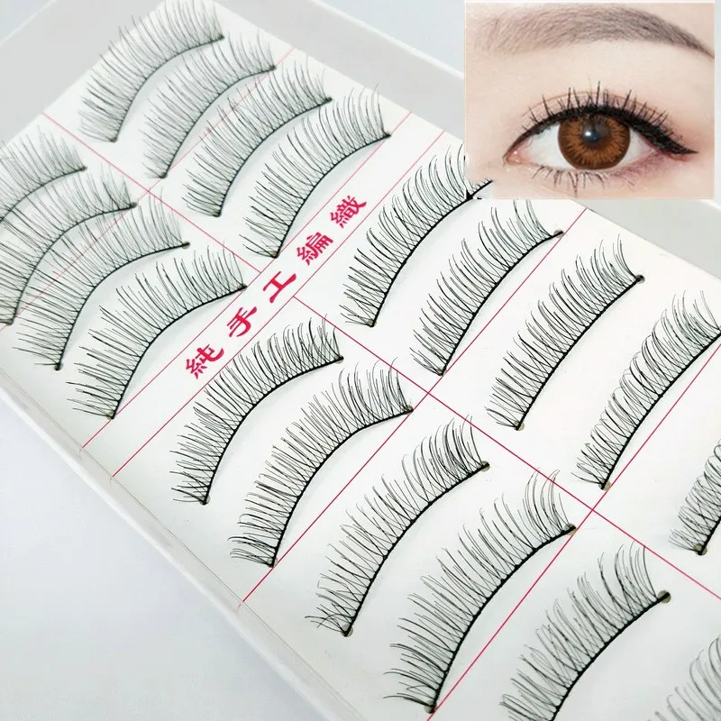 10 Pairs Women Ladies Thick Long False Eyelashes Eye Lashes Black Nautral Handmade Makeup Beauty Tools | Красота и здоровье