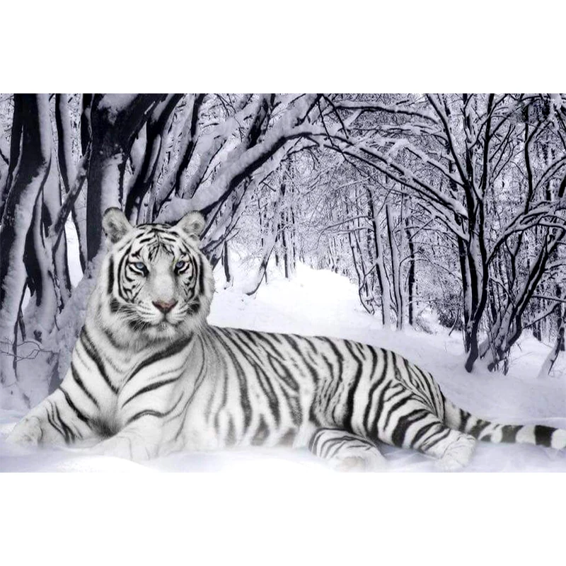 

Full Square Round Drill 5D DIY Diamond Painting White tiger 3D Embroidery Cross Stitch Mosaic Rhinestone Home Decor Gift