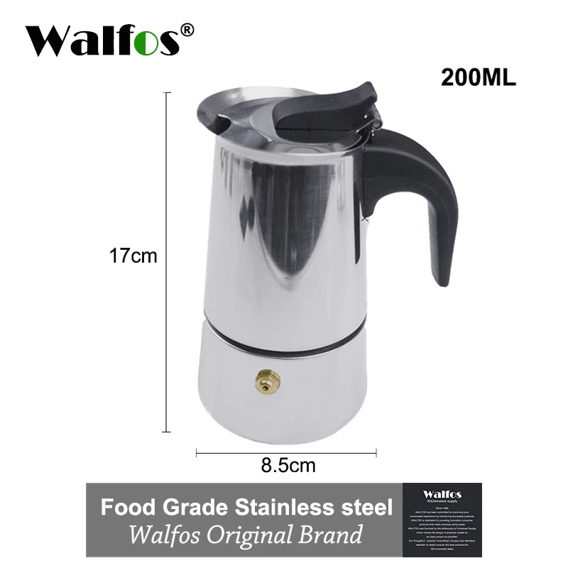 Нержавеющая сталь кофеварка для приготовления эспрессо на Кухня капельного чайник Чай Мока кофе горшок устройство для получения кофейной вытяжки 100/200/300/450 мл - Цвет: WALFOS 200ML