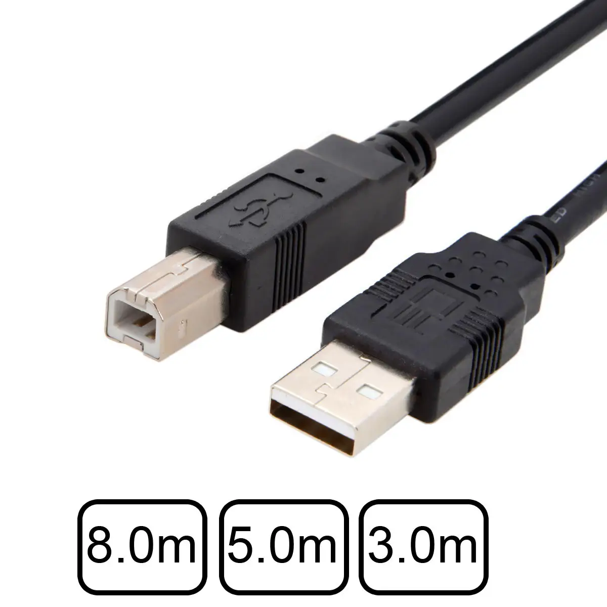 

8m 5m 3m USB Standard-B Type to USB 2.0 Male Data Cable for Hard Disk & Scanner & Printer with Dual Shield Braid Black