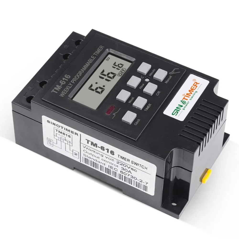 SINOTIMER TM616B 2 30A 220 в электронный Еженедельный программируемый цифровой таймер реле