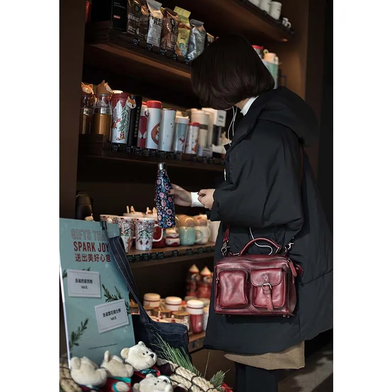 

Retro soft leather large capacity casual simple suede leather handmade shoulder Messenger bag leather handbag