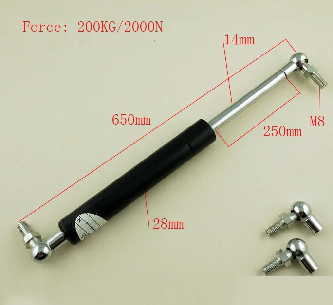 250mm Stroke200kg/2000n Force Auto Gas Spring Damper Ball Strut Shock Lift Prop Automotive M8 650mm | Обустройство дома