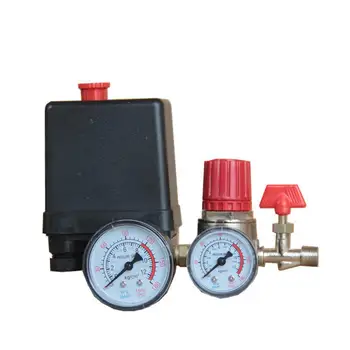 

220V 16A 4 Port Air Compressor Pressure Switch Control Valve with Gauge