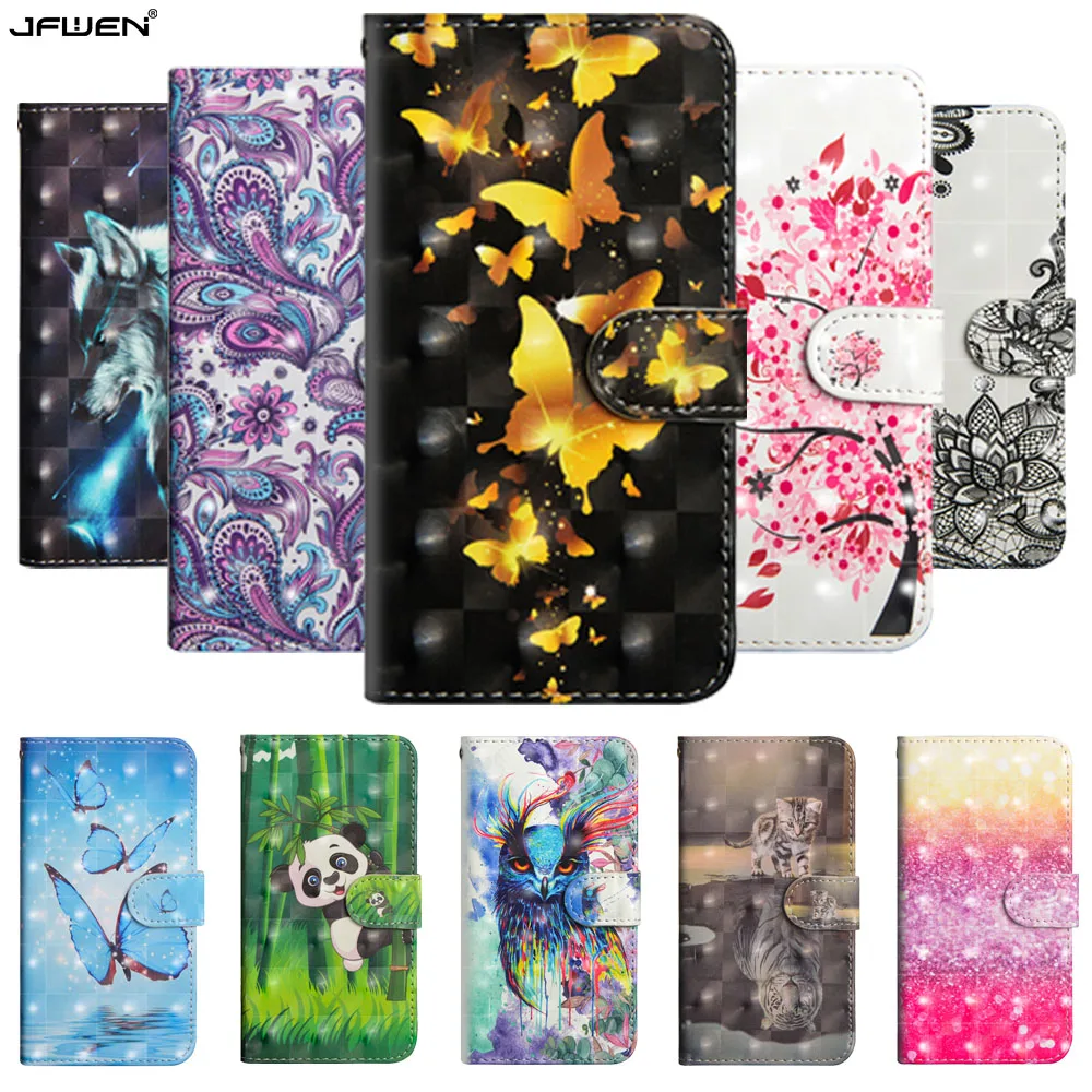 

JFWEN 3D Painted Leather Case For Samsung S10 Plus S10E Case Flip Wallet Phone Cases For Samsung Galaxy S10 Plus S10E Case Cover