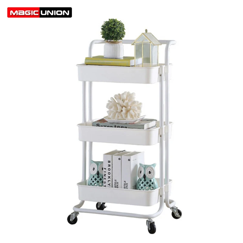 

Magic Union Multi-layer Trolley Movable Kitchen Living room Storage Shelf Beauty Salon Plastic Steel Trolley Cart Stand Holder