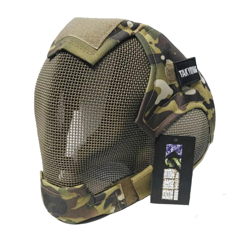 TAK YIYING Airsoft Mask Full Face Mask Military War Game Steel Mesh Paintbal Head Protective Mask Tactical Full Cover V6 Mask
