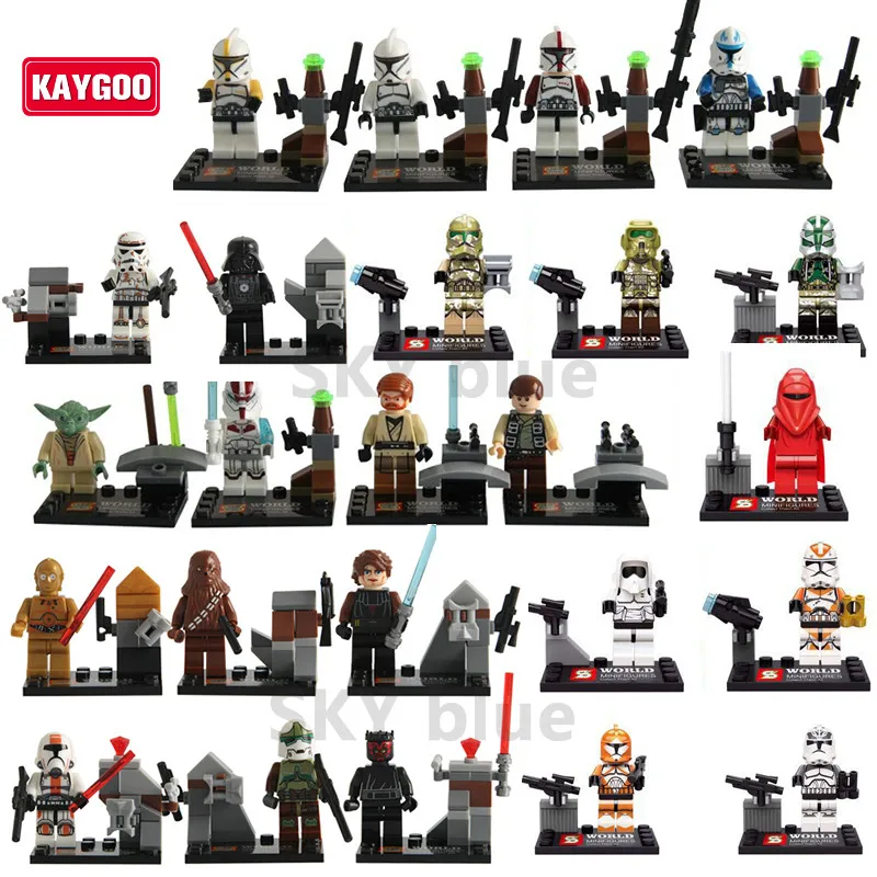 

24pcs Classic Star Series Space War Darth Vader Yoda Clone Troopers Chewbacca Figures Buliding Blocks Model Toys Kids Gifts Toys
