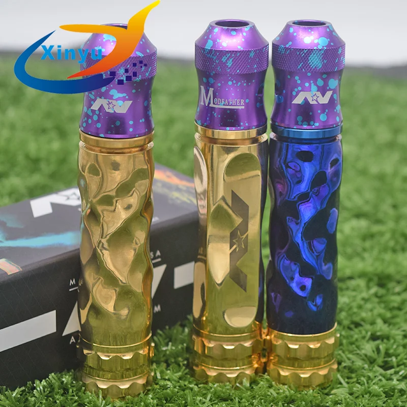 Механический мод AV Brass Gyre 18650 латунный с 24 миллиметровым 2 позиционным боевым