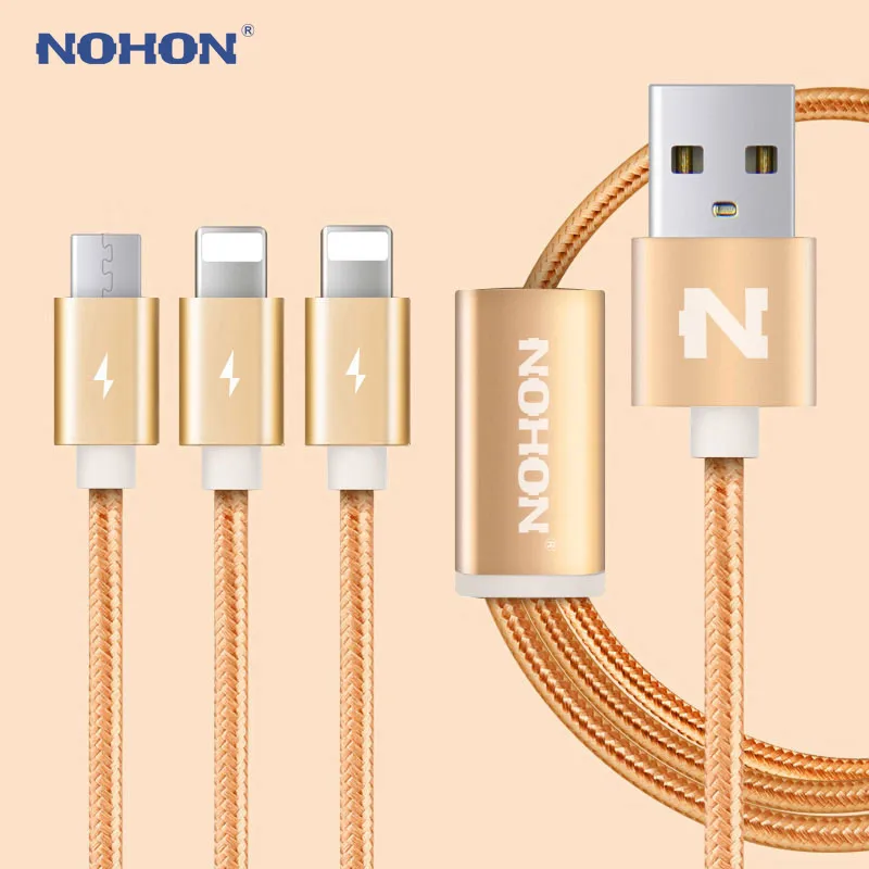 Original NOHON 8Pin Micro 3 in 1 USB Cable For Apple iPhone 7 6 6S Plus