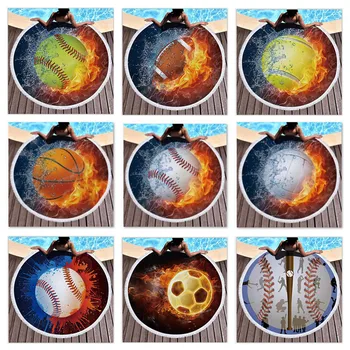 

SOFTBATFY Softball Baseball Soccer Volleyball Collection Thick Terry Round Beach Towel with Tassel Dropshipping
