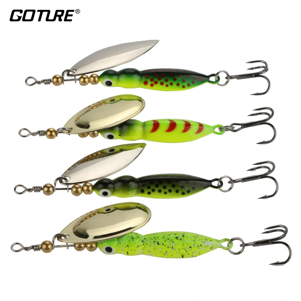 

Goture 4pcs Spinner Fishing Lure Sea Carp Bait 15g 8.8cm Spoon Spinner Bait Metal Jig Artificial Bait Wobblers Bass Fishing