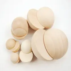 Природный половина деревянные бусы полусферической натуральный деревянный шарик-массажер Стикеры/патч для DIY детские игрушки деревянные