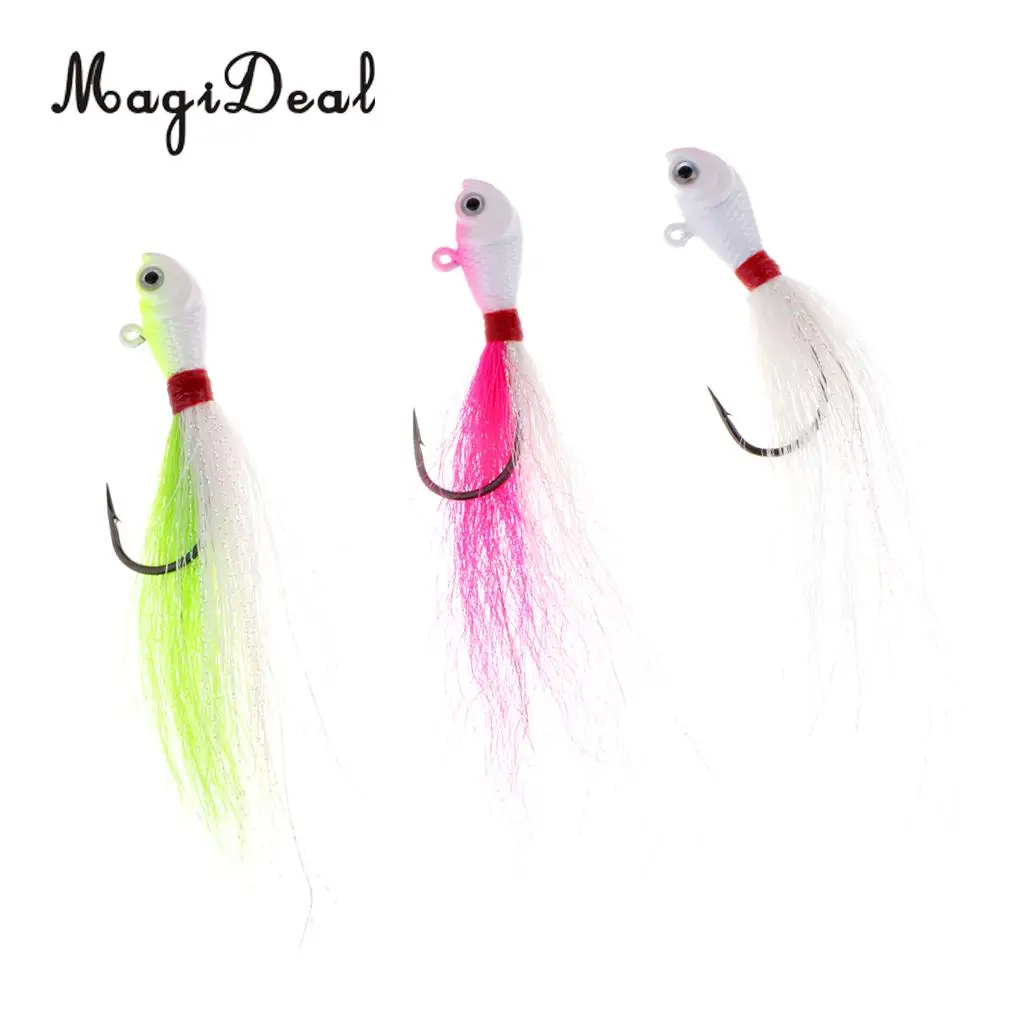 3 шт. Карп голова приманка 3D глаза Bucktail Jigs Морская Рыбалка приманки 14 г/21 г