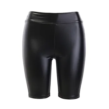 

US New Summer Women Sexy Black High Waist PU Leather Sport Fitness Hot Pants S-L