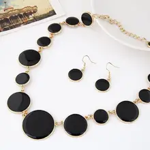 Турецкое черное массивное ожерелье Ювелирные наборы круглый кусок висячие серьги нигерийские Свадебные африканские бусы комплект ювелирных изделий