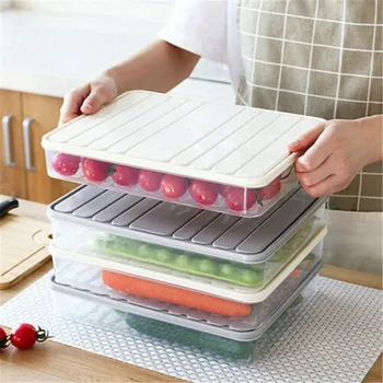 

Kitchen Storage Box Plastic Fridge Food Egg Storage Box With Lid Drawer Container Organizer Holder Dumplings Transparent Case