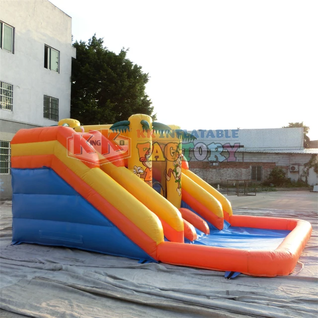 Small KK Inflatable home used palm tree inflatable pool water slide for sale 5