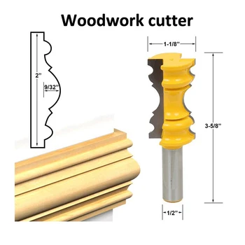 

Woodworking Tenon Tool /Large Elaborate Chair Rail Molding Router Bit 1/2-Inch Shank