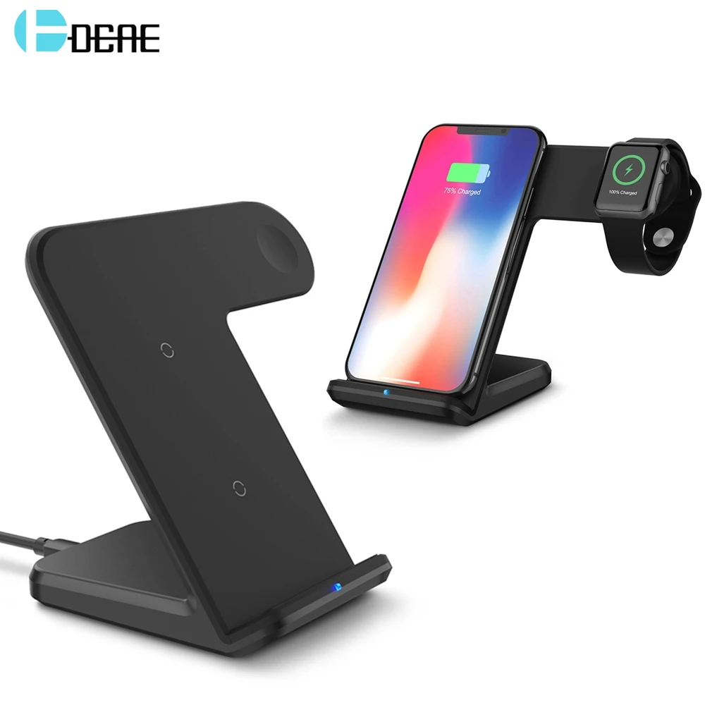 Беспроводное зарядное устройство DCAE Qi для iPhone XS XR X 8 11 Apple Watch 2 3 4 5 6 Airpods 10 Вт
