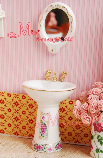 1/12 кукольный домик Миниатюрный розовый набор для ванной комнаты и туалета 5 шт