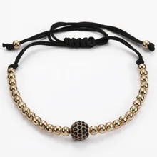 FAITHEASY для мужчин и женщин можно отрегулировать 8 мм циркония инкрустированный круглый медный каменный шар вязаный браслет