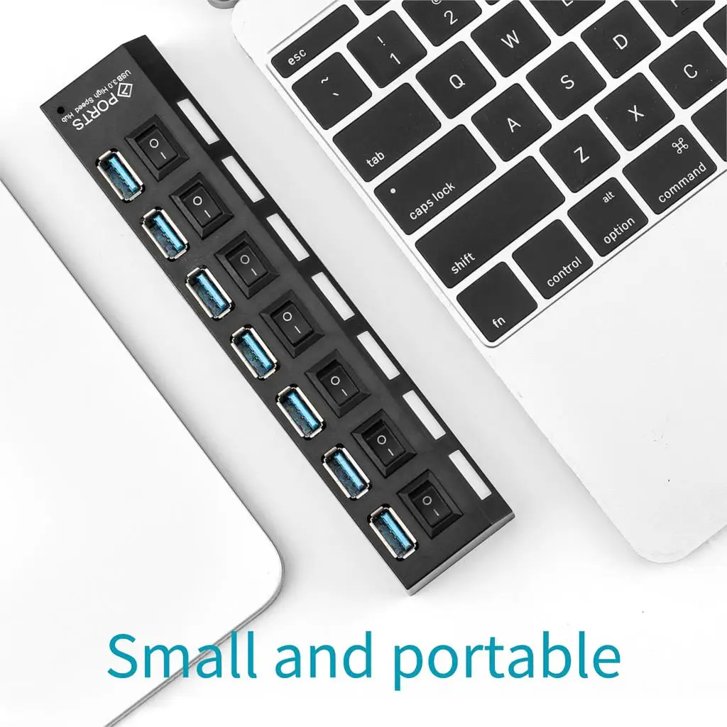 Usb-хаб 3,0 высокое Скорость 4 7 Порты и разъёмы USB 3,0 концентратор с ЕС/США Мощность адаптер Мульти USB разветвитель ВКЛ/ВЫКЛ для ноутбука MacBook