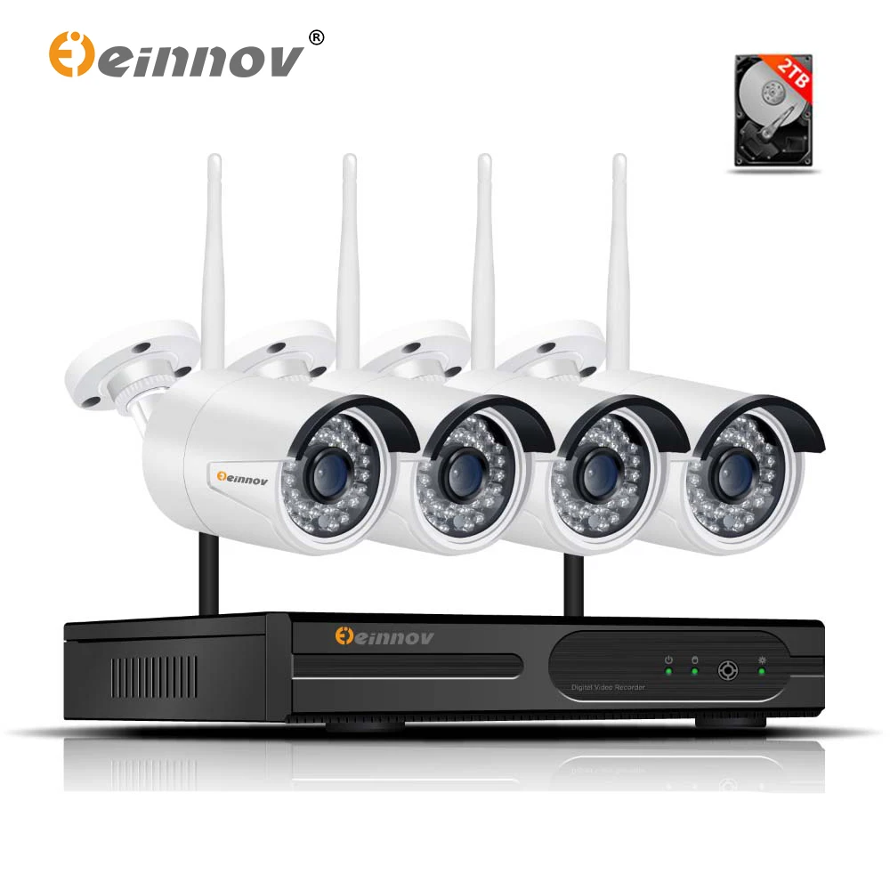 

Einnov 4CH 2MP 1080P Video Surveillance Kit Wifi Outdoor Wireless IP Cam Home Security Camera System CCTV NVR IR Waterproof HD