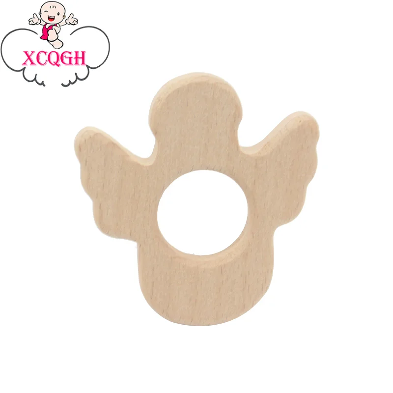 

XCQGH Fairy Maiden Wooden Teethers 5/10Pcs Nature Baby Teething Toy Eco-friendly Wood Teething Holder Nursing Baby Teether