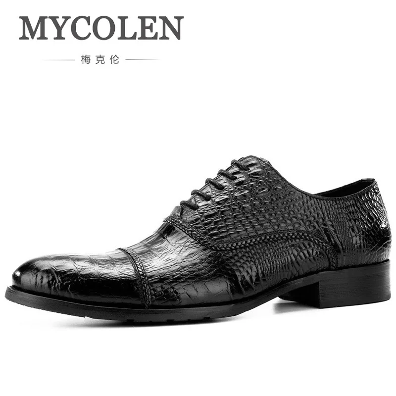 

MYCOLEN Cow Leather Sole Crocodile Grain Dress Shoes Mens Business Shoes Genuine Leather Formal Wedding Shoes Chaussures Men