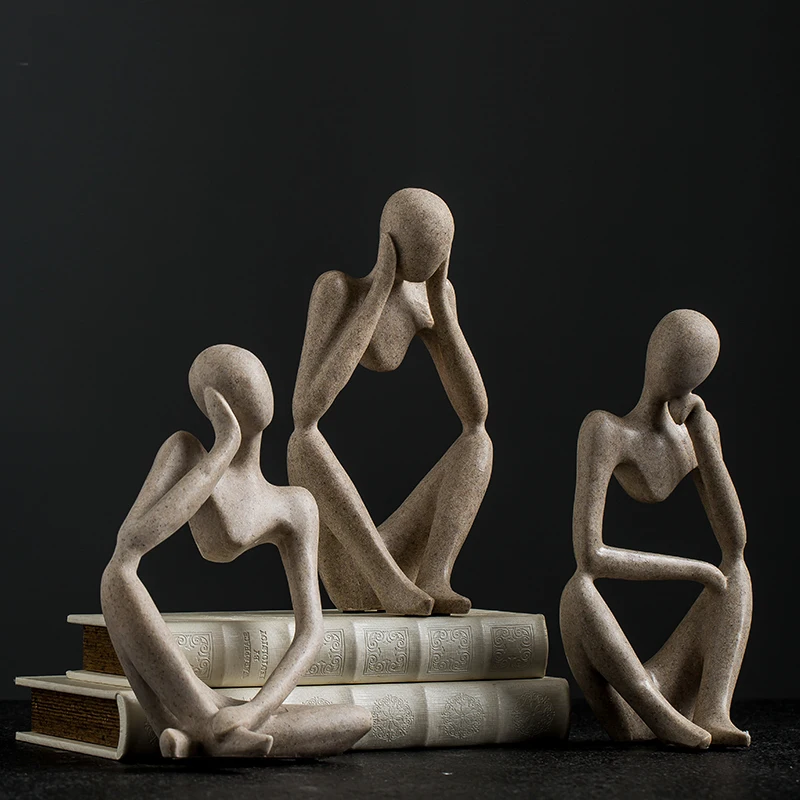 Nordic Modern Thinker Resin Abstract Statue Creative Resin Model Figures Crafts Mini Sculpture Desktop Living Room Home Decor