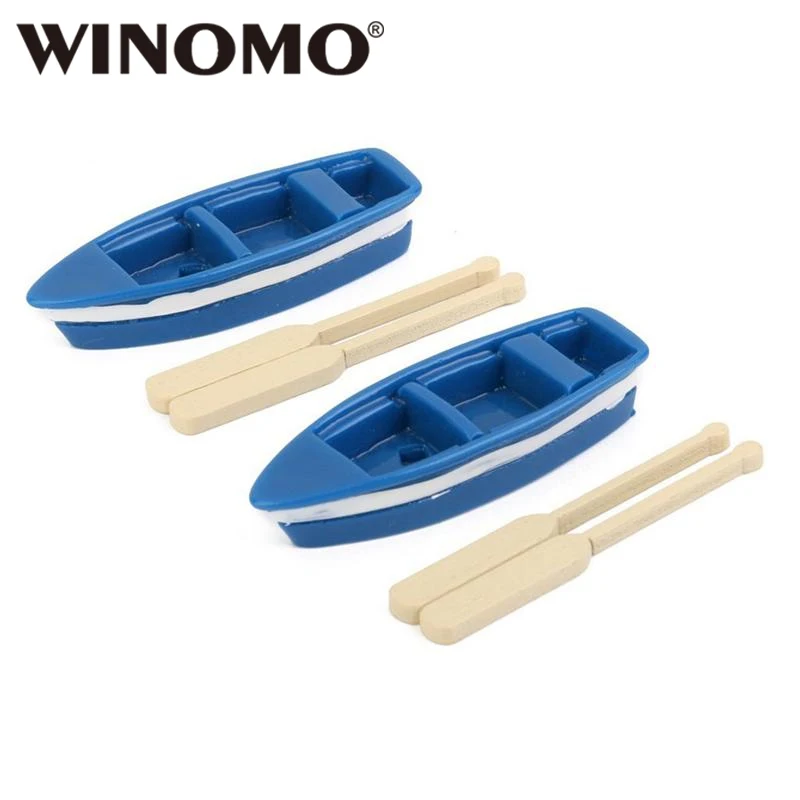 

WINOMO 2 Sets of Miniature Moss Micro Landscape Boat Ornaments (Blue)