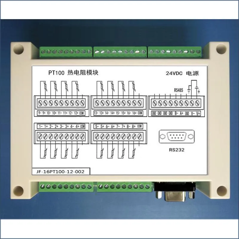 

16-way Pt100 Temperature Acquisition Module, Supporting Modbus-RTU Kingview RS485+232