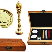 Пользовательские Воск уплотнительное штамп Винтаж милый кролик латунь павлин металлической ручкой Щупы для мангала плавления ложка деревянной подарочной коробке комплект роскошные