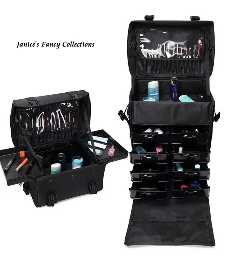 New 2016 Professional Designer Makeup Organizer Trolley Large Capacity Portable Travel Cosmetic ...