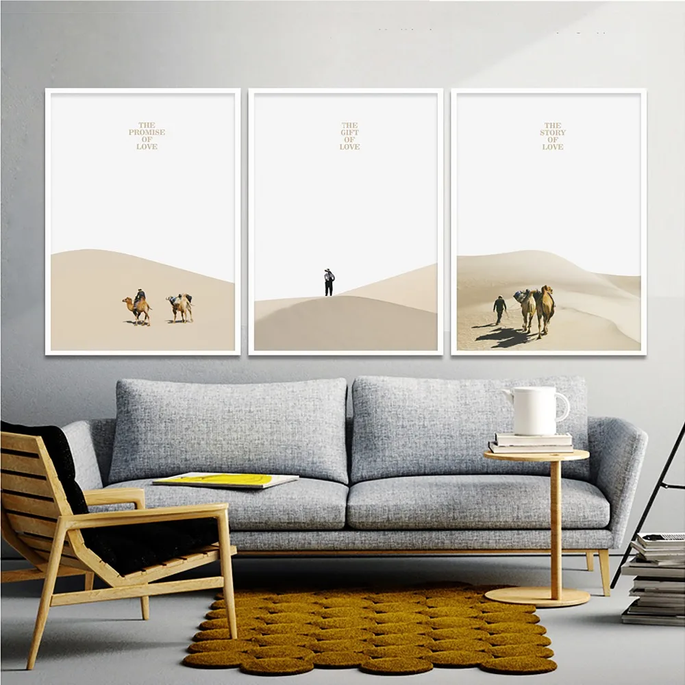 Us 3 89 35 Off Nuomege Camels Desert Caravan Landscape Scenery Canvas Poster Painting Art Wall Pictures For Living Room Home Decoration In Painting