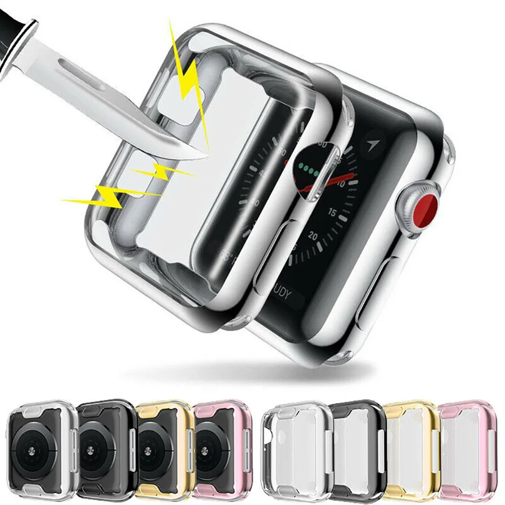 Тонкий защитный чехол для часов твердый PC Бампер Apple Watch 3 2 42 мм 38 из мягкого ТПУ