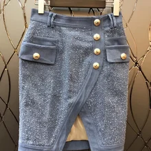 Европейский пружина под Женская распространено Вилки золото сумка с пряжкой в стиле «Хип Джинсовая юбка