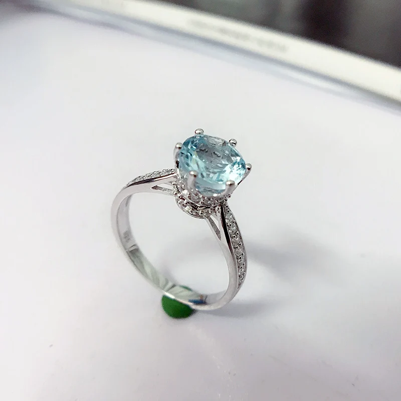 QYI природные Небесно-Голубой топаз кольцо круглого сечения 1,25 КТ Gemstone Fine Jewelry одноцветное 925 пробы серебро Обручение кольца Для женщин подарок