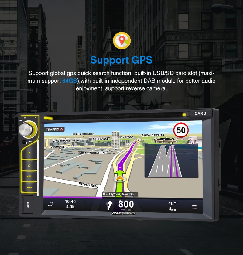 Excellent Pumpkin 2 Din 6.2"Universal Android 9.0 GPS Car Radio RAM 4G ROM 32G Stereo Audio Player GPS Navigation Wifi OBD2 DAB FM RDS 8