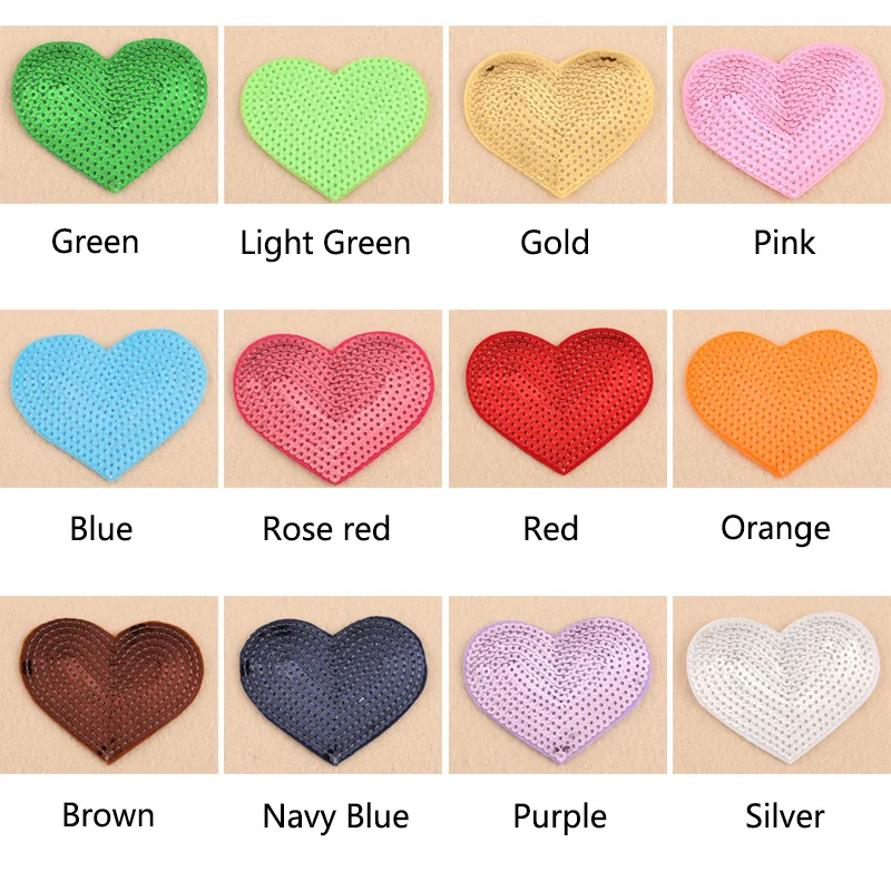 

Sequin Lovely Heat Love Gold Silver Red Pink Embroidered Patches for Clothing Iron on Clothes Bag Stripe Appliques Badge Sticker