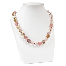 La Un Po 'Come esso Hot watermelon red 10mm Anguria jas-per collana. Rosa e delicato semipreziose
