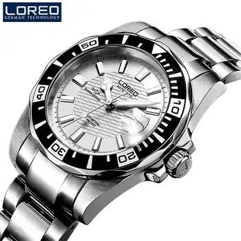 LOREO Mens Watches Top Luxury Brand Diving Series Waterproof 200M Stainless Steel Wristwatches Man Seagull Mechanical Watch