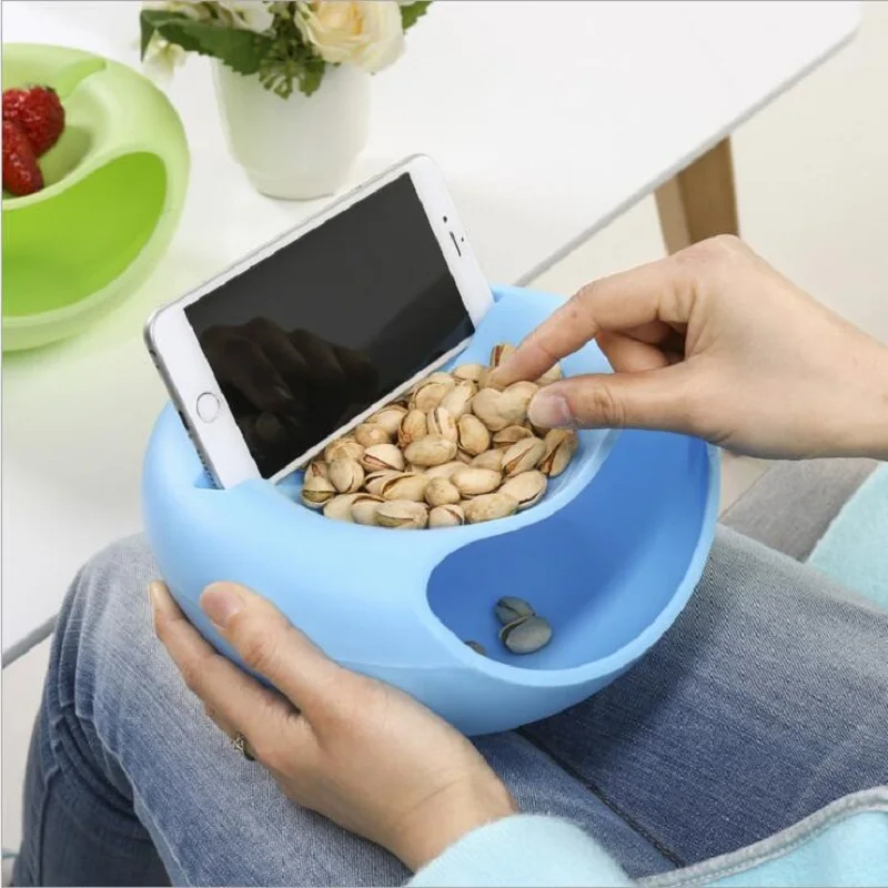 

Creative Bowl Multifunctional Plastic Double Layer Dry Fruit Containers Snacks Seeds Storage BoxGarbage Holder Plate Dish Organi