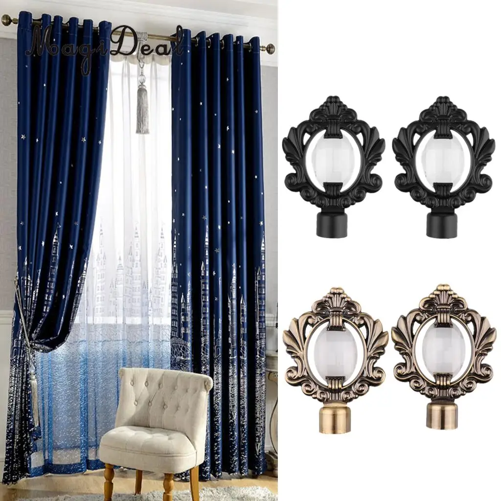 MagiDeal 2 Pieces Window Curtain Pole End Drape Rod Final Head fit Inner Dia. 28mm Curtain Rods