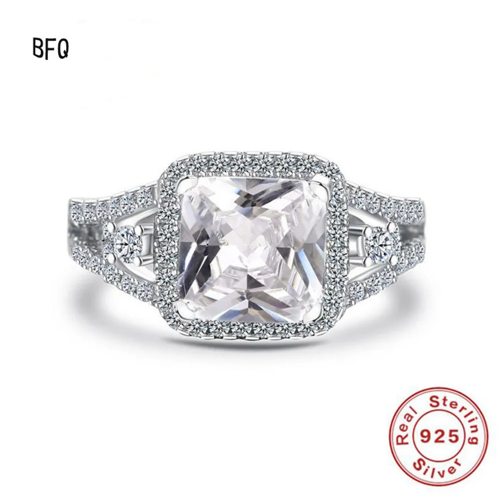 

BFQ Hot Sale Ring Silver 925 Jewelry 100% 925 Pure Silver Engagement Ring S925 Stamp Zircon Wedding Rings For Women's Gift