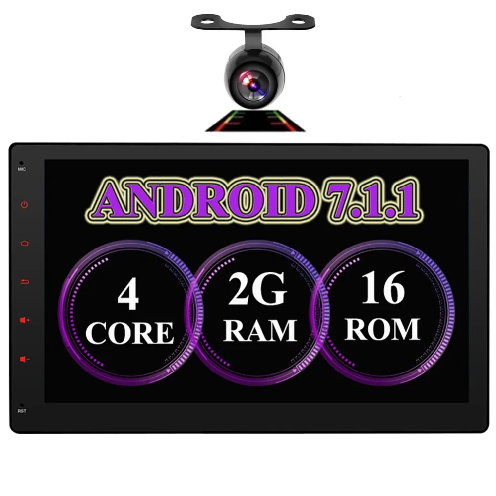 

10.1' Car Stereo,In Dash Navigation with USB/SD Android 7.1 2GB RAM,16GB Tablet PC,Full HD,Plug-and-Play with Rear View Camera