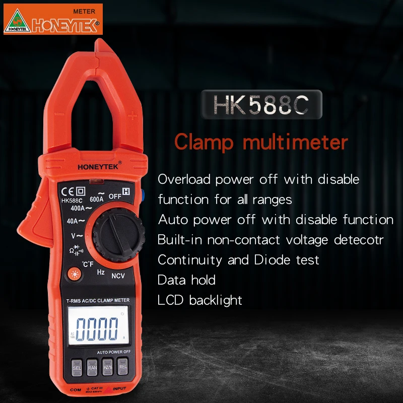 

Clamp Multimeter Meter Digital Handheld LCD Multimeter HK588C Detection Current Voltage Resistance Capacitance Frequency Tester
