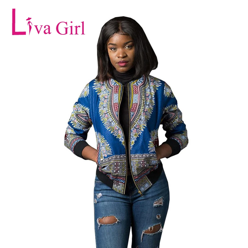 

LIVA GIRL African Women Autumn Winter Print Jacket Retro Ethnic Indie Folk Jackets Casual Fashion Stand Zipper Pocket Basic Coat