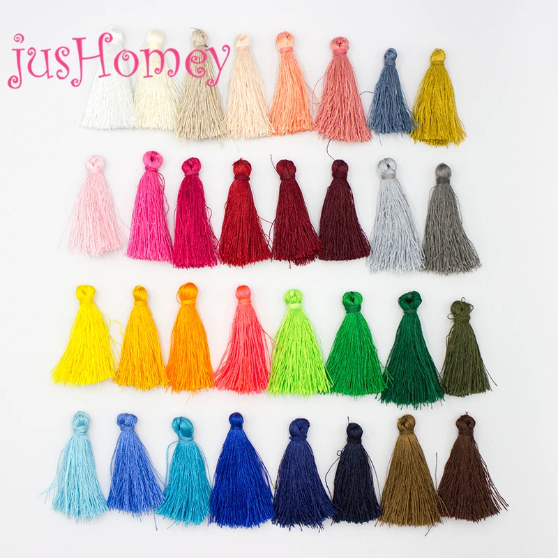 

30PCS Mixed Colors Handmade Thread Tassels 40mm Polyester Tassels for Boho Garment, Home Textile, DIY Jewelry Making